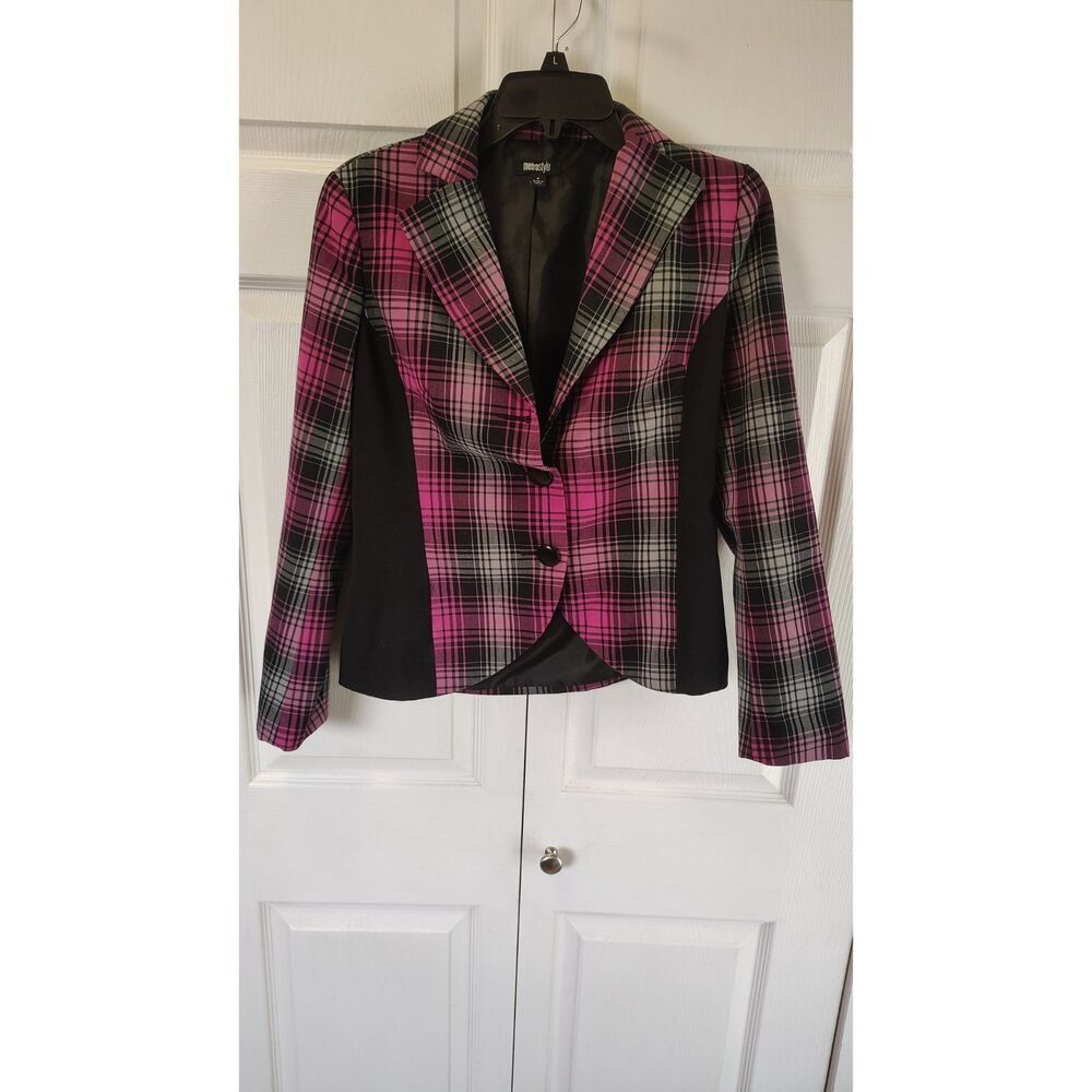 Metrostyle Pink Plaid Blazer Size 4